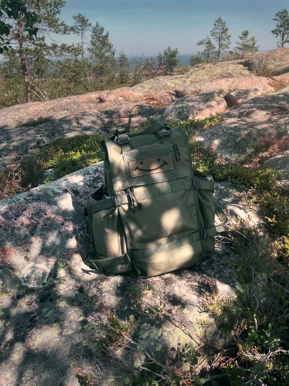 Ryggsäck (Savotta Kahakka) med sitt glada ansikte.