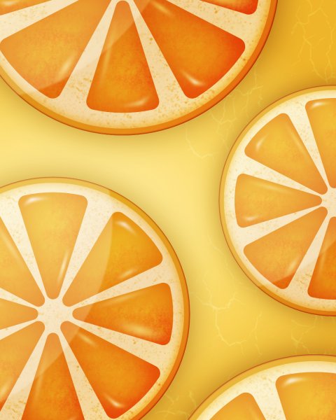 Runda apelsinskivor.